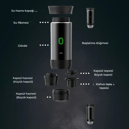 Üçü Bir Arada Taşınabilir Kahve Makinesi+ Termos